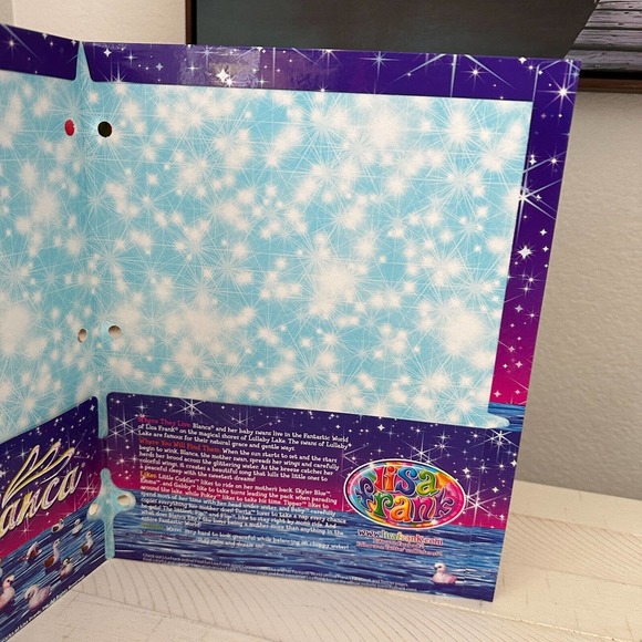 Lisa Frank Blanca The Swan Duck Glitter Folder Beautiful Preowned Condition - Picture 6 of 7
